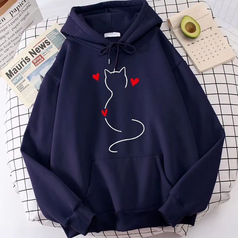 Cozy Fall Winter Cat Hoodie