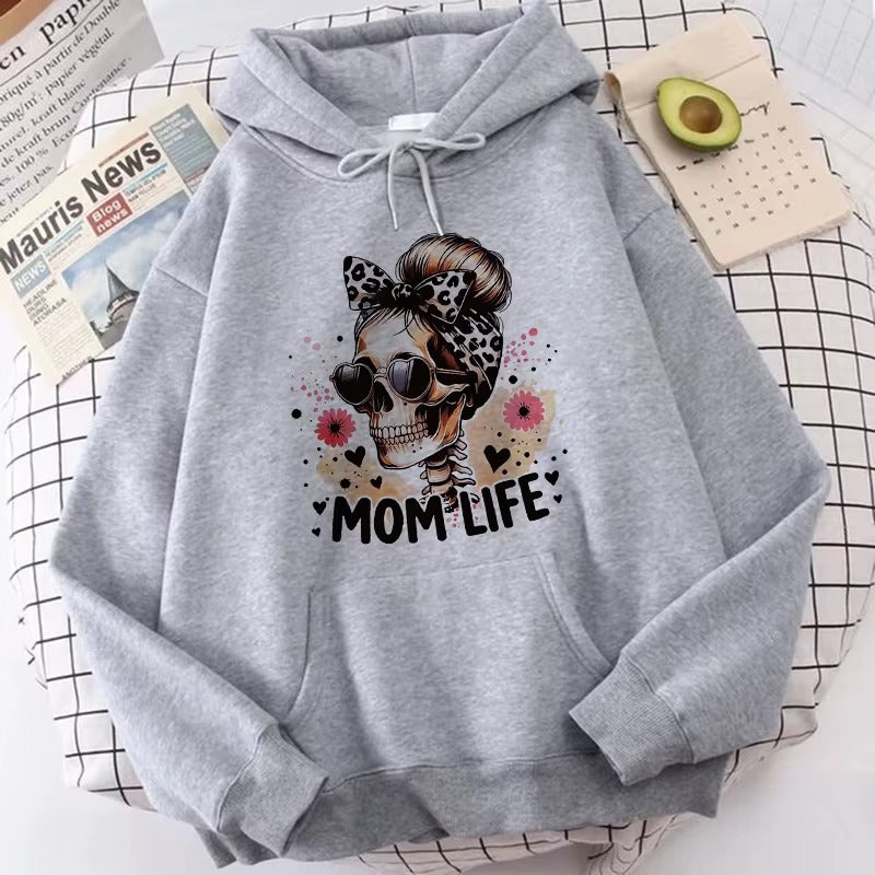 Dark Romance Hoodie: Leopard Bow & Gothic Floral Print