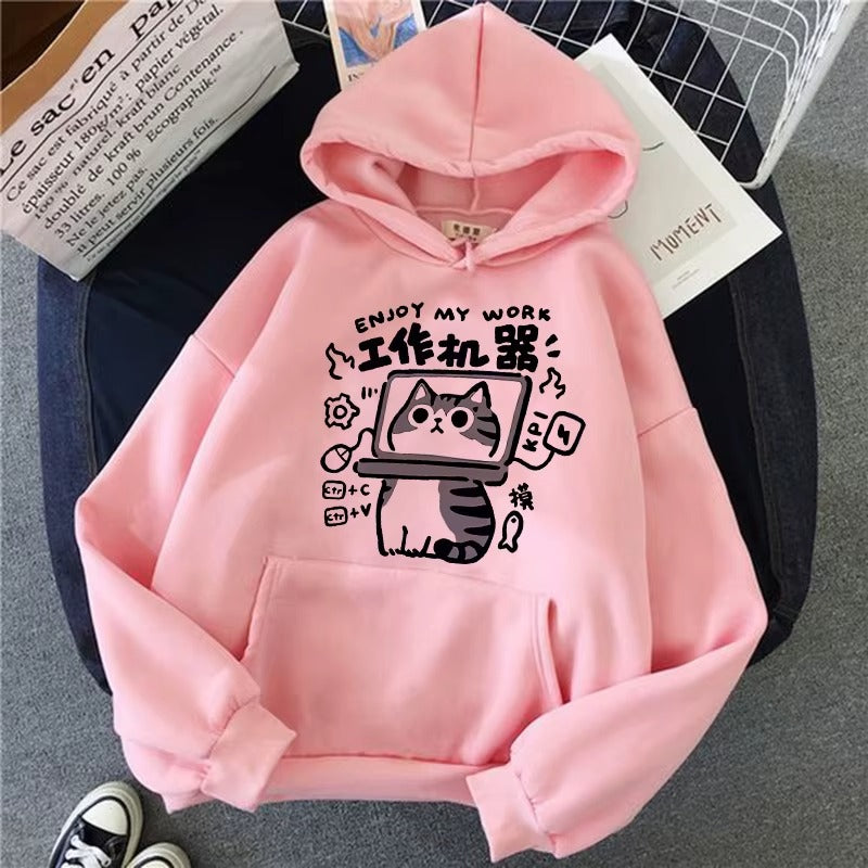 Kawaii Cat Hoodie Women