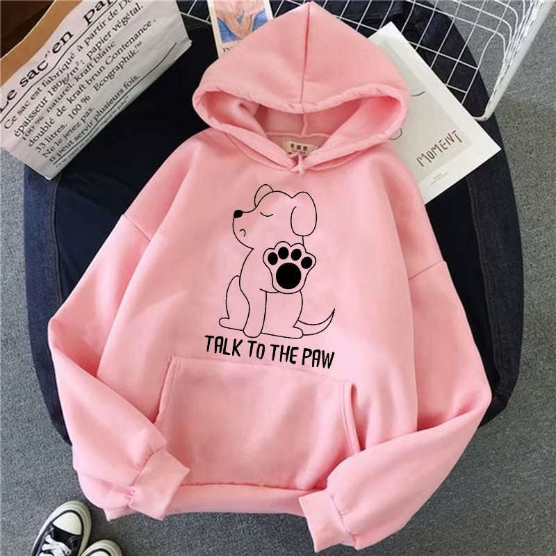 Funny "Talk to the Paw" Dog Lover Hoodie for Women