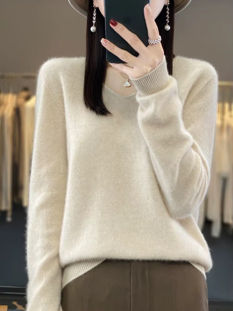 Women's Basic Top V-Neck Sweater