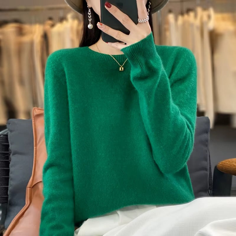 Classic Cashmere Wool O-Neck Sweater for Women