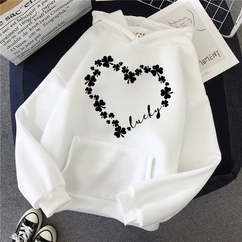 The Lucky Heart Hoodie - Vintage Floral Print for Streetwear Style