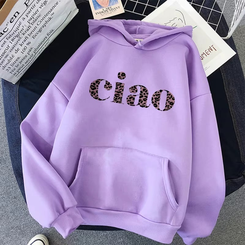 Women's 'Ciao Leopard' Heartbeat Print Hoodie