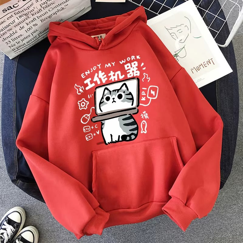 Kawaii Cat Hoodie Women
