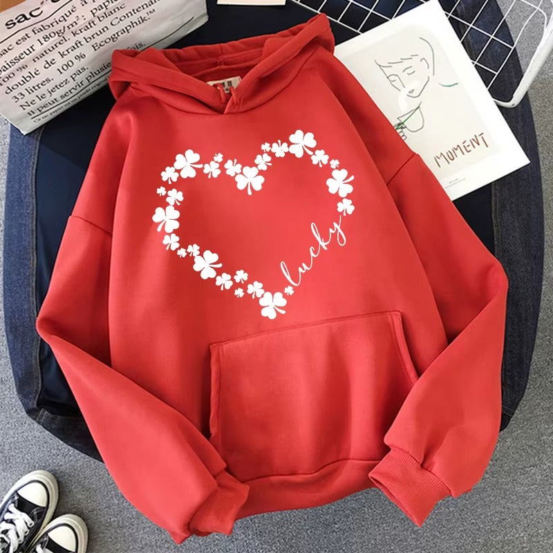 The Lucky Heart Hoodie - Vintage Floral Print for Streetwear Style
