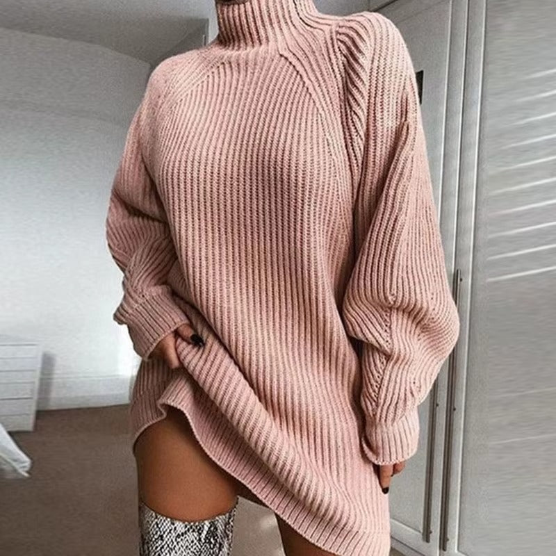 Women's Oversized Turtleneck Long Sleeve Sweater Dress