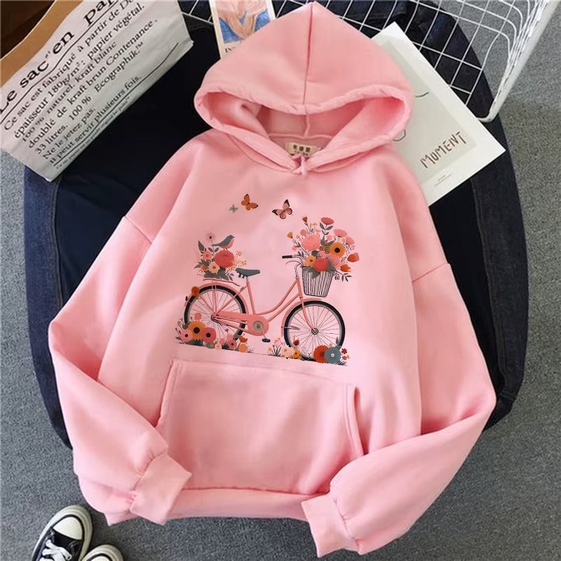 Women's Floral Bike Print Hoodie