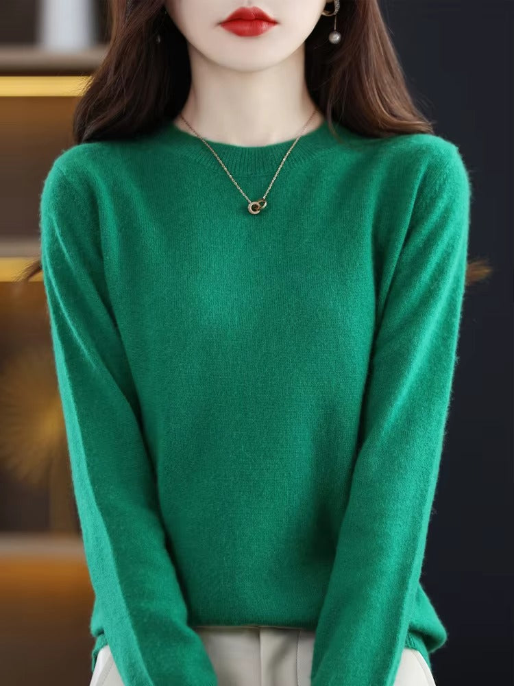 Women's Cashmere O-Neck Sweater | Luxury Basic Knitwear Pullover