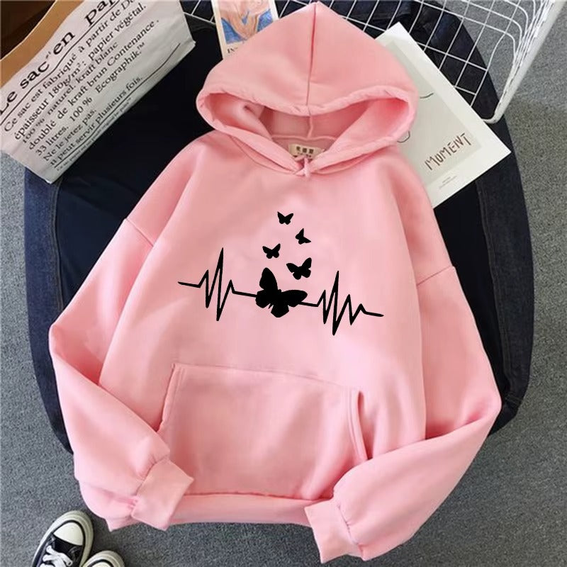 Butterfly Heartbeat Graphic Hoodie