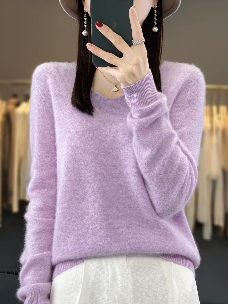 Women's V-Neck Long Sleeve Knit Sweater