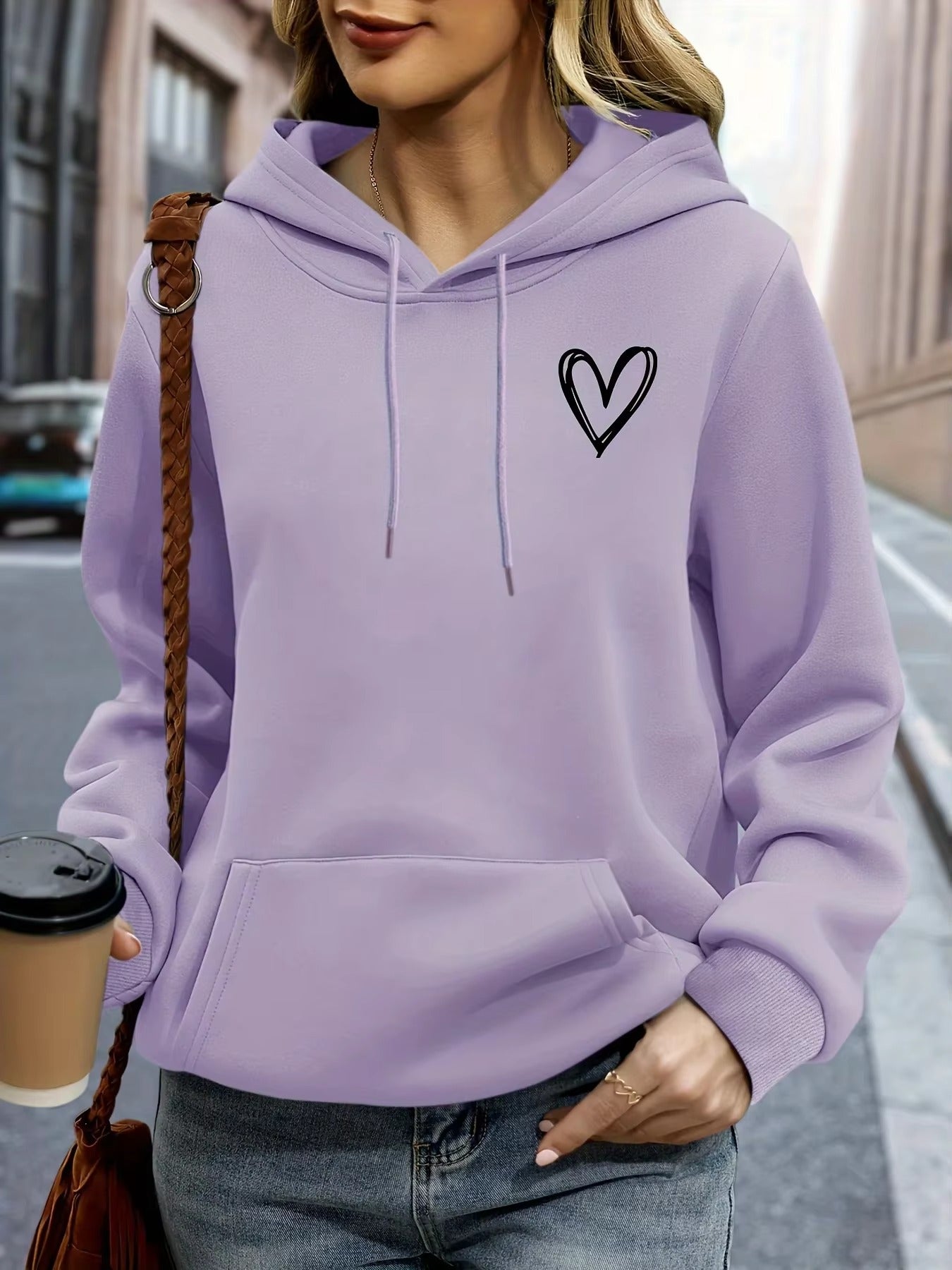 Oversized Unisex Hoodie with Heart Print