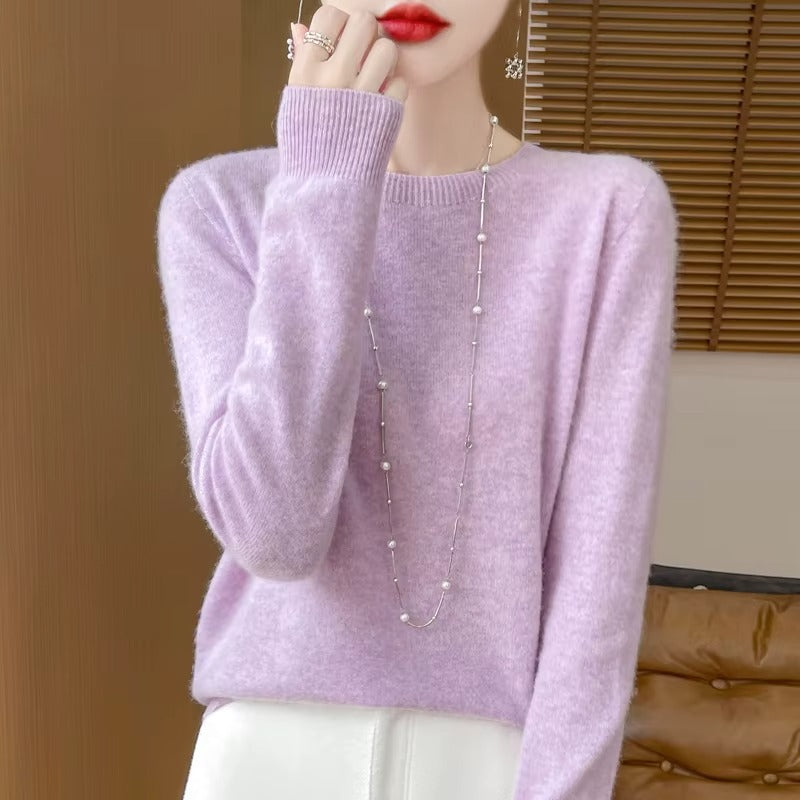 Classic Cashmere Wool O-Neck Sweater for Women