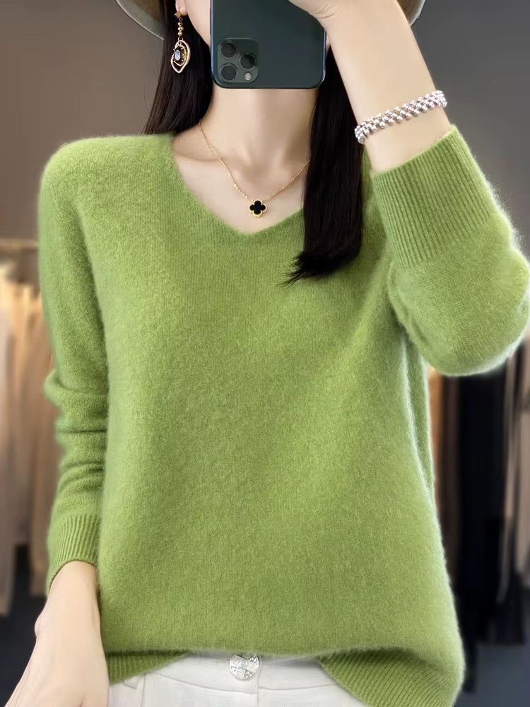 Women's Basic Top V-Neck Sweater
