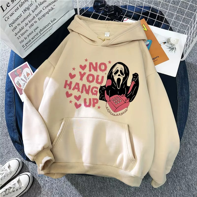 Women's Vintage Graphic Hoodie with Skull and Love Letter Print