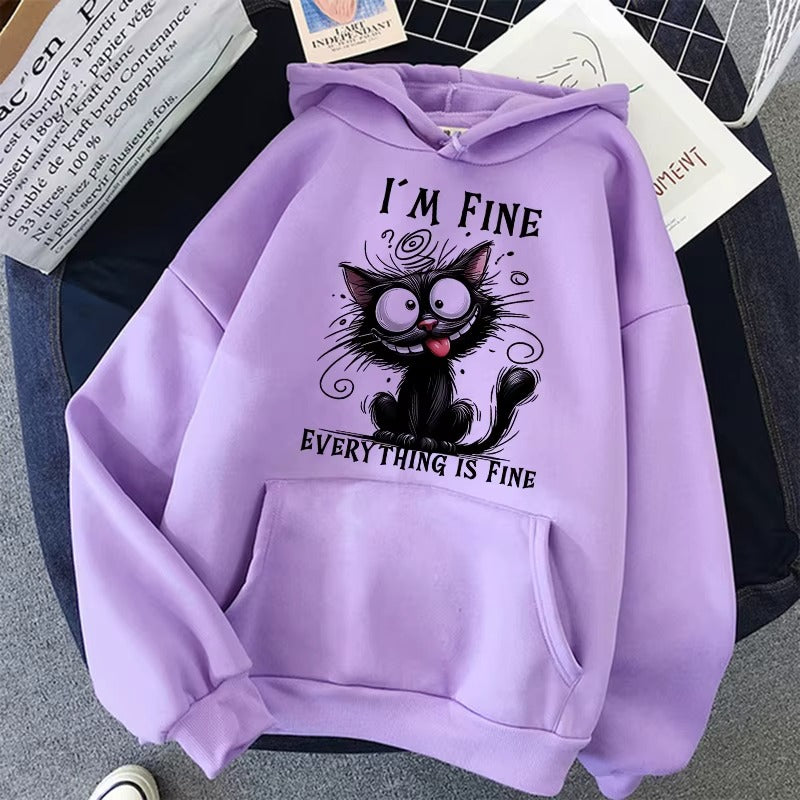 Women's Vintage Y2K Kawaii Cat Hoodie