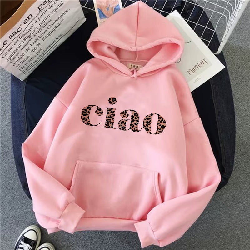 Women's 'Ciao Leopard' Heartbeat Print Hoodie