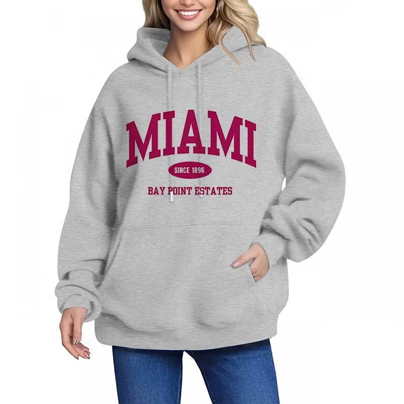 Women's Y2K Miami Letter Print Hoodie