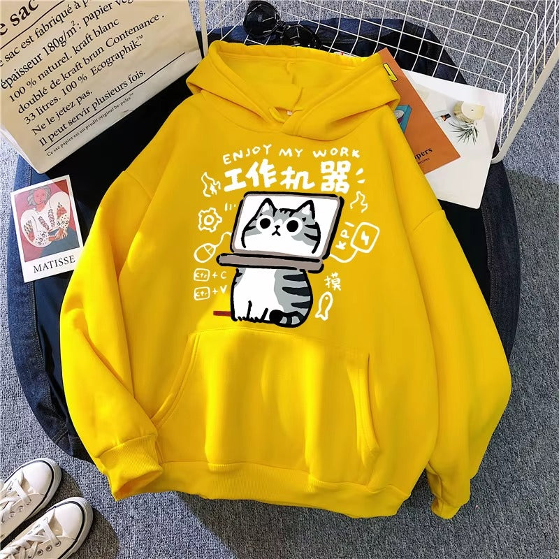 Kawaii Cat Hoodie Women