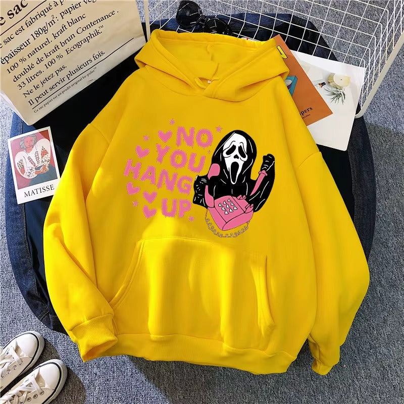 Women's Vintage Graphic Hoodie with Skull and Love Letter Print