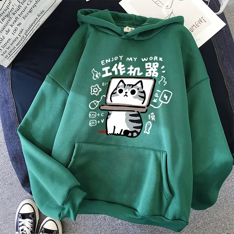 Kawaii Cat Hoodie Women