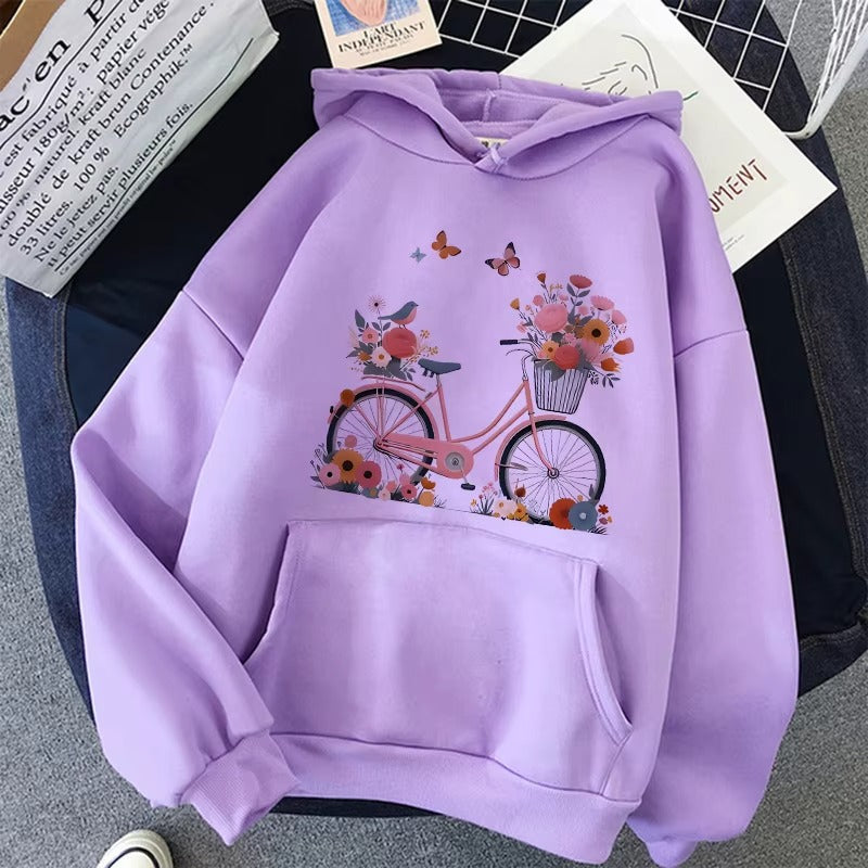 Women's Floral Bike Print Hoodie