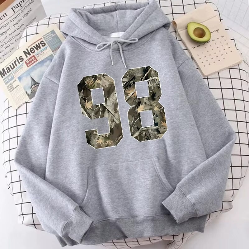 Women's 90s Minimalist Hoodie with Branch Print