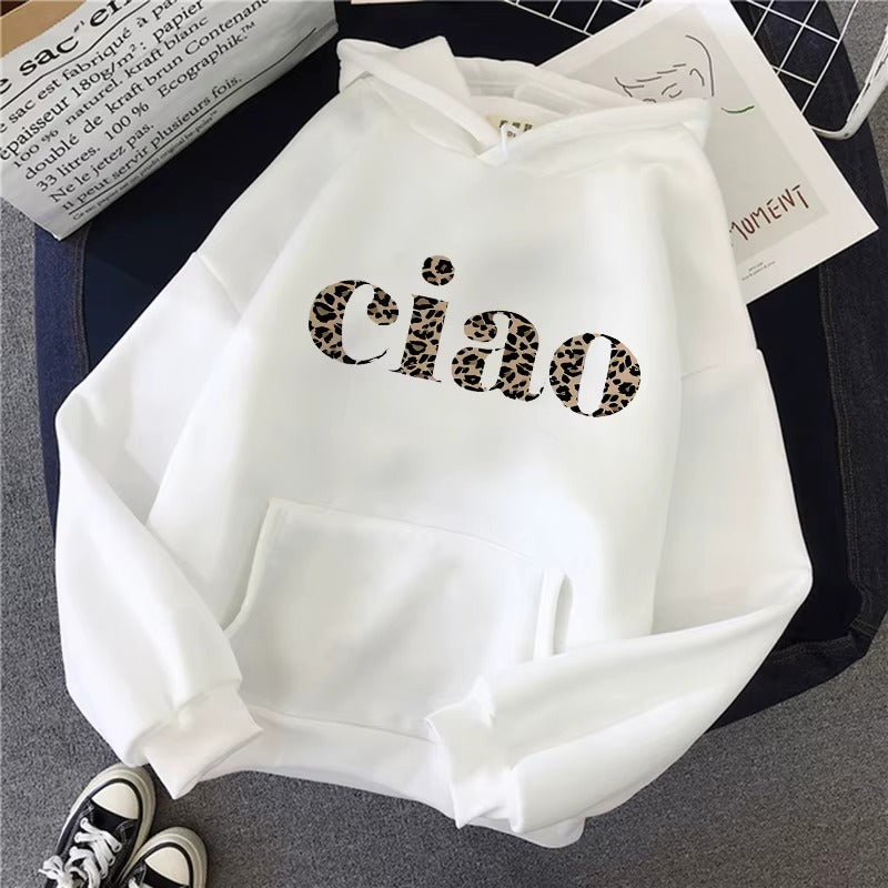Women's 'Ciao Leopard' Heartbeat Print Hoodie