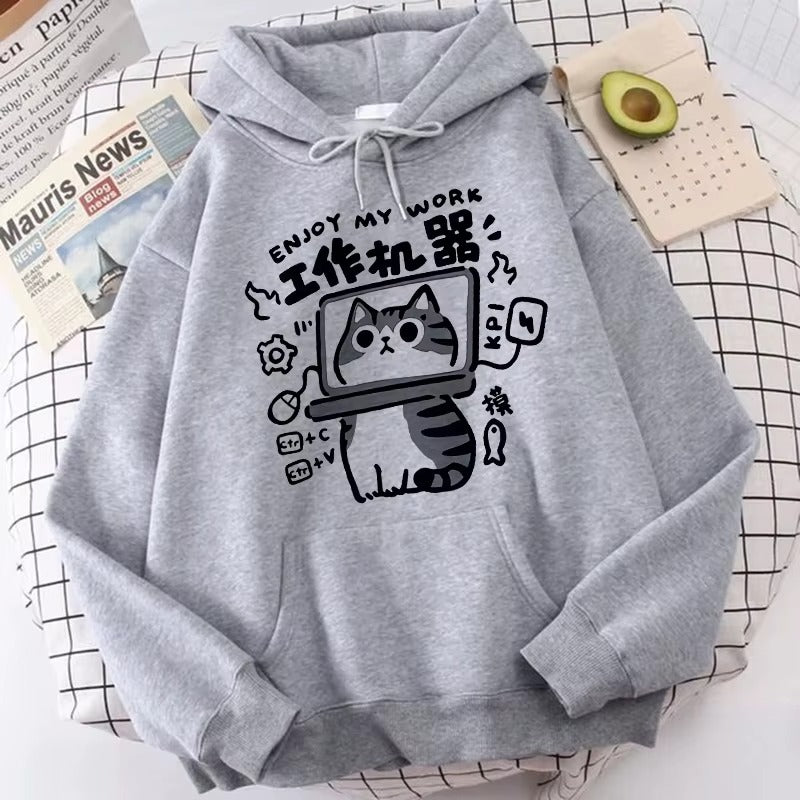 Kawaii Cat Hoodie Women