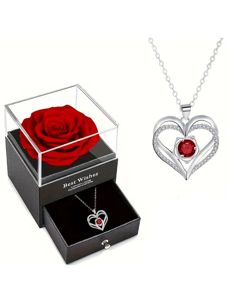 Affordable Permanent Rose Gift Box & Multi Pendant Necklace for Valentine’s Day | US & Worldwide Shipping