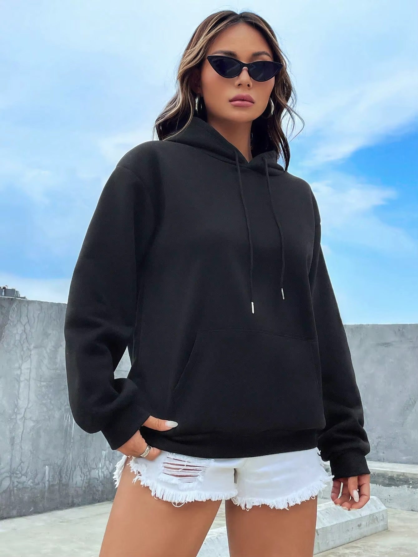 Effortless Street: Solid Color Fleece Hoodie