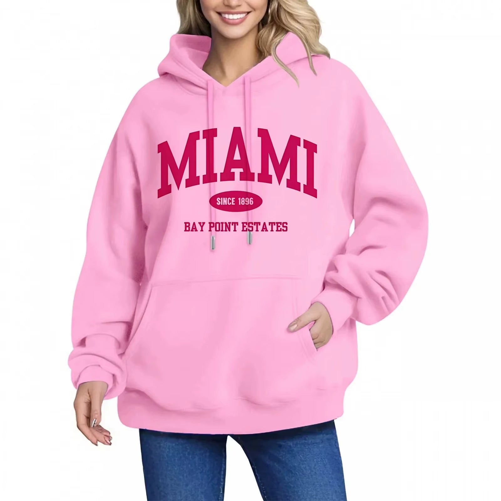 Women's Y2K Miami Letter Print Hoodie