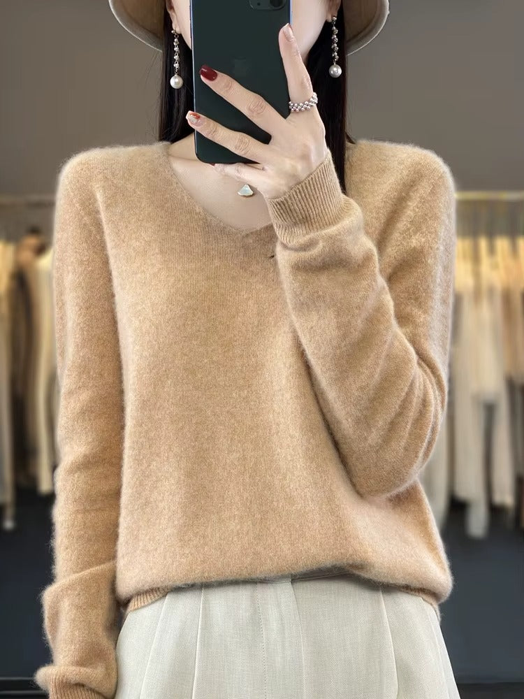 Women's V-Neck Long Sleeve Knit Sweater