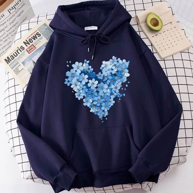 Y2K Aesthetic Hoodie - Women's Gothic Floral Heart Print Streetwear Sweatshirt