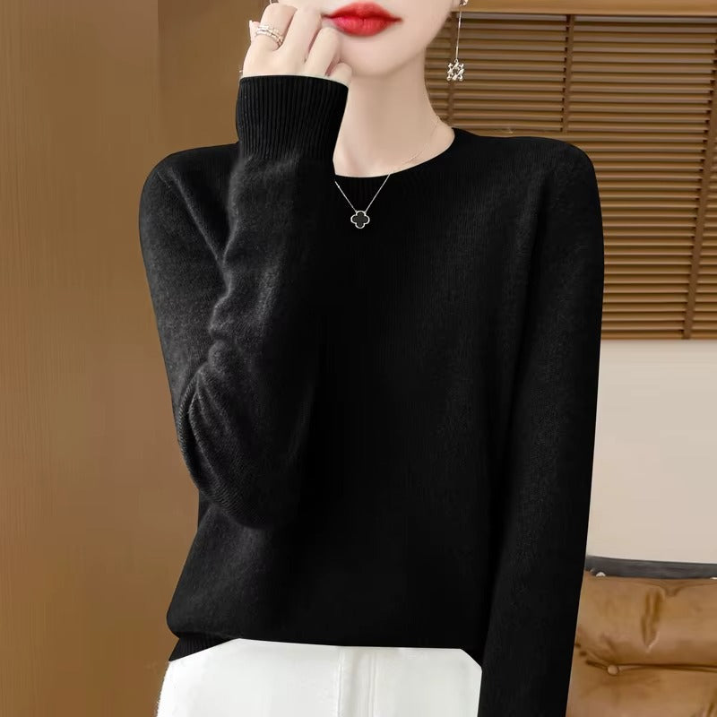 Classic Cashmere Wool O-Neck Sweater for Women