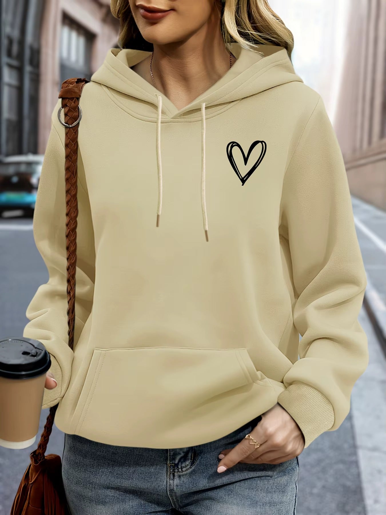 Oversized Unisex Hoodie with Heart Print