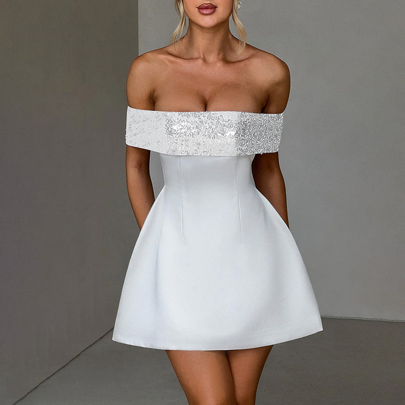 Jessie Off-shoulder Sequins Strapless Sexy Mini Dress