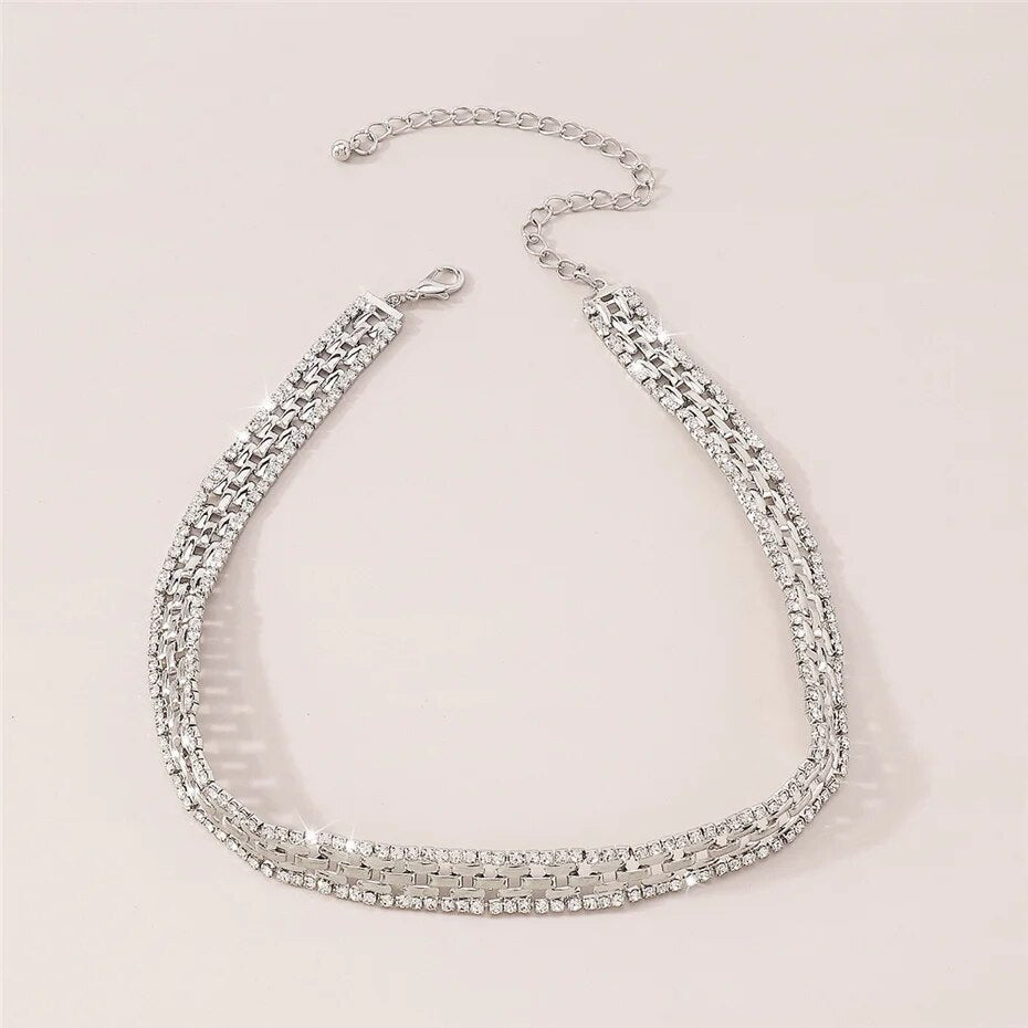 Pamela Geometric Rhinestones Square Chain Necklace