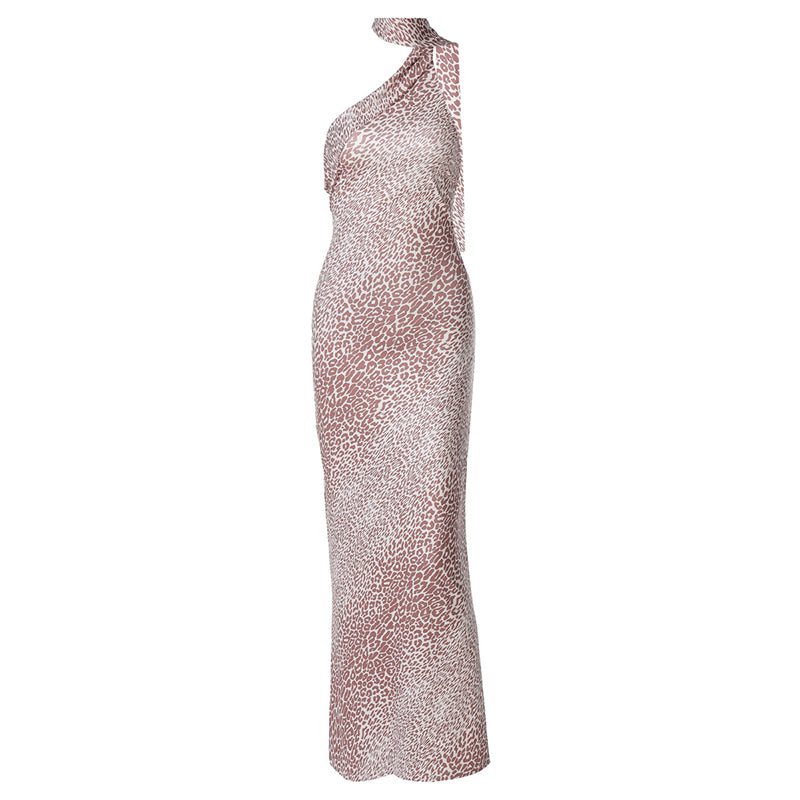 Judith Leopard Print Backless Sexy Maxi Dress