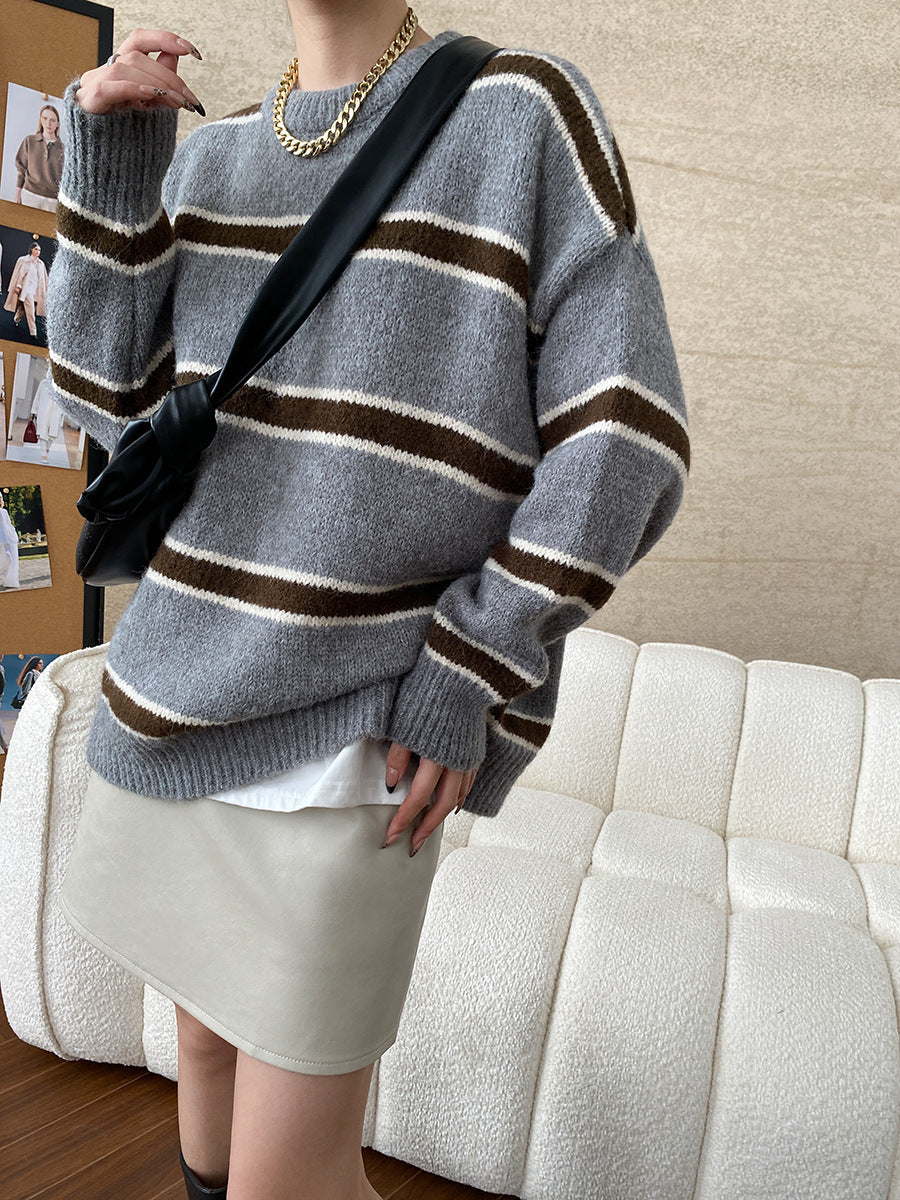 Shirley Casual Striped Knitted Woman Sweater