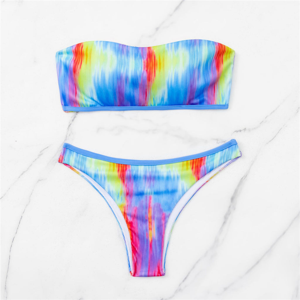 Jessica Tie Dye Bandeau Brazilian Bikini