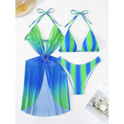 Erin Sexy With Dress Tie Dye Striped Bikini