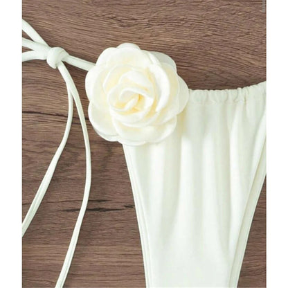 Janet Sexy 3D Flowers Halter Strappy Bikini