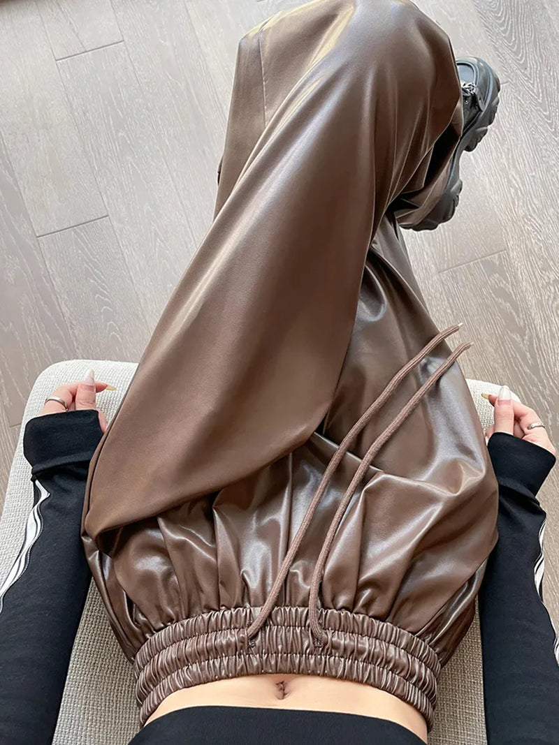 Nancy Hip Hop Women Black Pu Pants