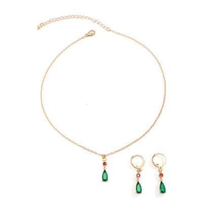 Aria Green Zircon Crystal Pendant Choker Necklace