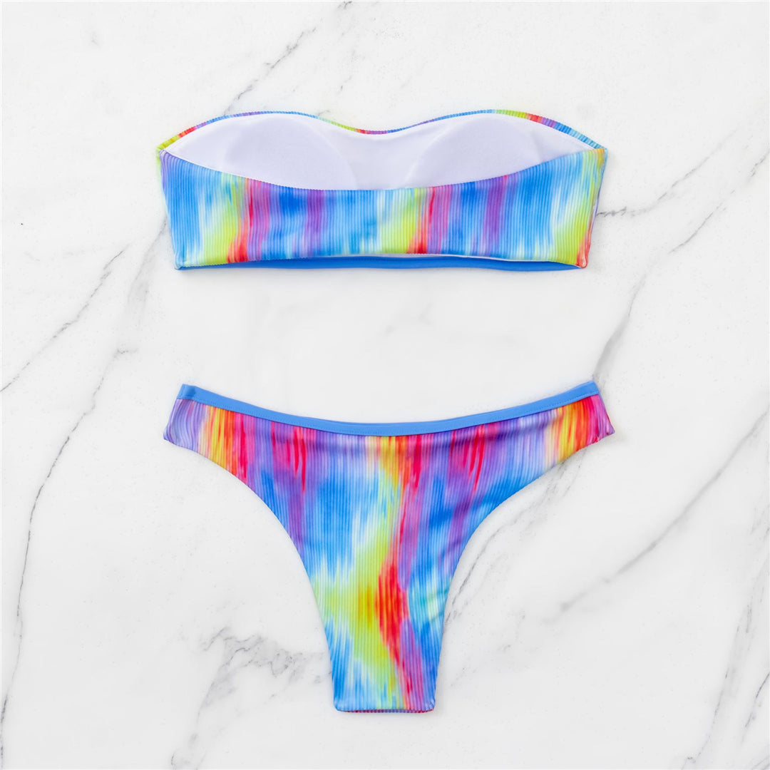 Jessica Tie Dye Bandeau Brazilian Bikini