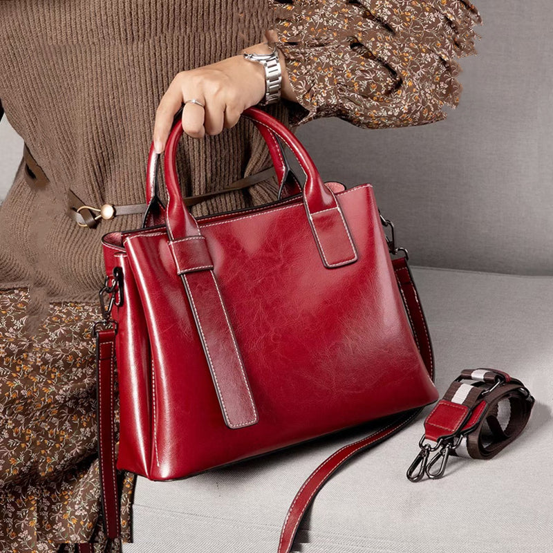 Polly Genuine Leather Large Capacity Tote Handbag