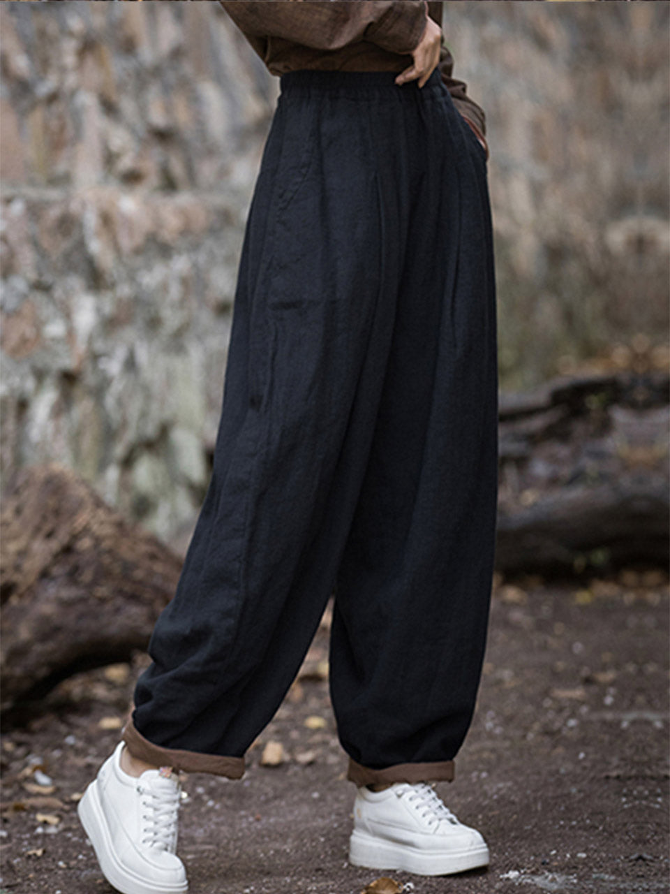 Victoria Cotton Linen Women High Waist Pants