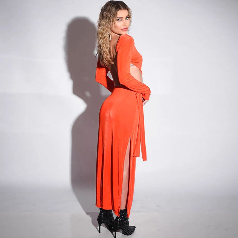 Annette Hollow Out Backless Sexy Maxi Dress