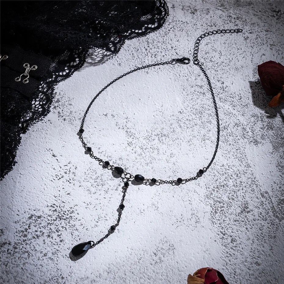 Ellen Drop Crystal Chest Chain Necklace